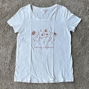 LC Lauren Conrad White Wildflower Graphic Tee